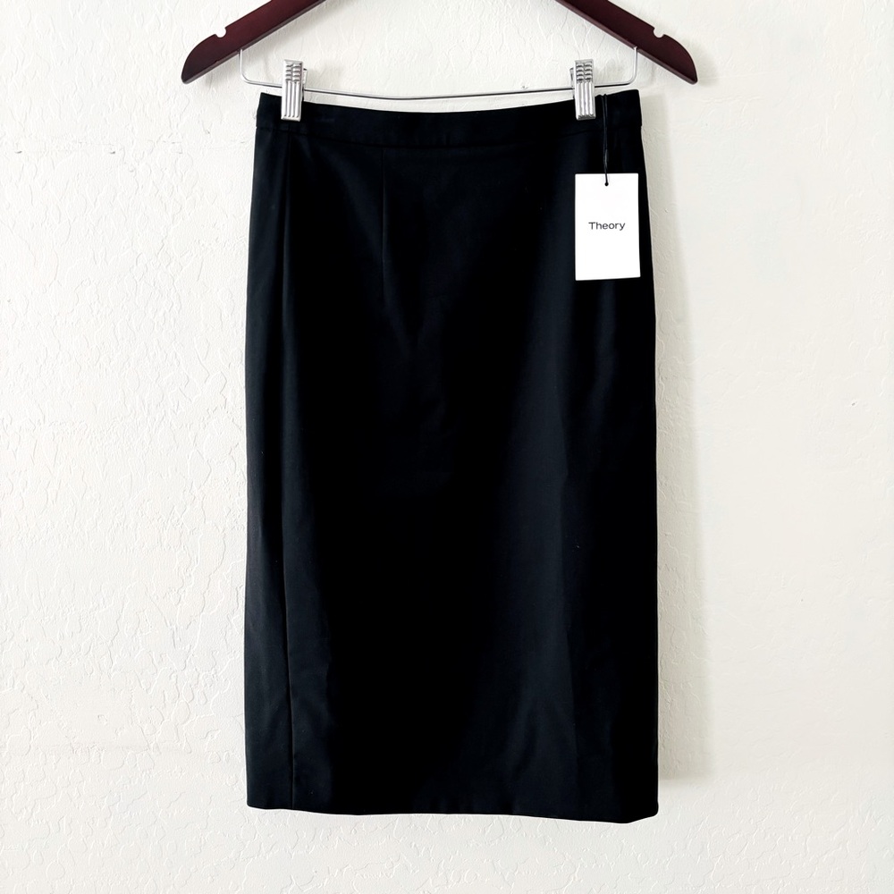 Theory Women’s Hemdall Traceable Wool Classic Black Pencil Skirt Size 2 H0101307